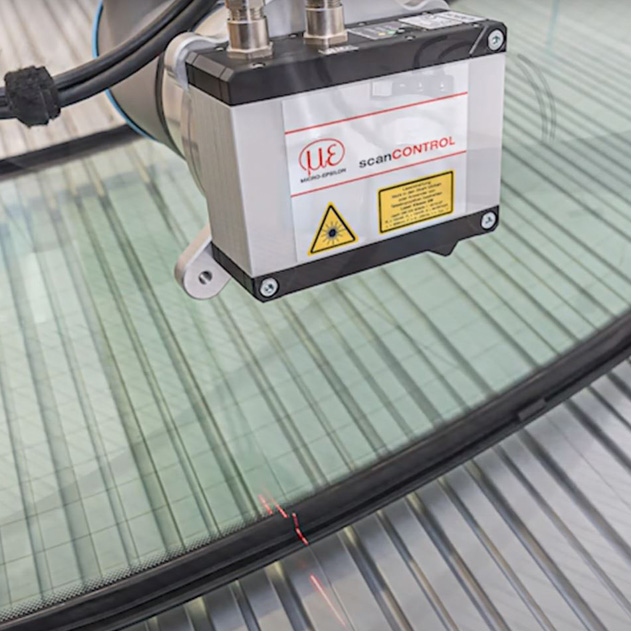 Laser scanners for testing adhesive beads