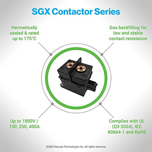 Sensata Technologies Introduces the SGX Series Contactors for Material Handling, Energy Storage Systems, and DC Fast Charging Applications