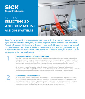 Top Tips: Selecting 2D and 3D Machine Vision Systems